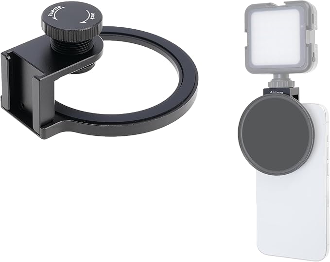 FOTGA Clip-on 67mm Thread Lens Filter Adapter for iPhone 17 14 15 16 Pro Max Smartphone Cell Phone,Cold Shoe Mount for Micrphone/LED Light,Anti-Slip/Anti-Scratch Lock Knob (Filter Adapter)
