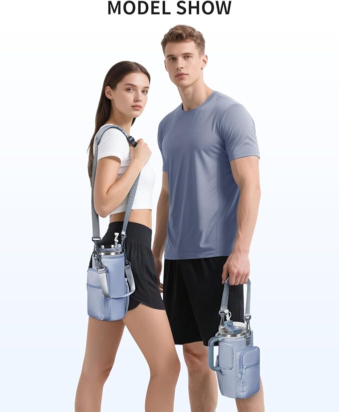 sportsnew Magnetic Gym Bag for Women Men, Water Bottle Carrier Holder with Strap & Phone Pockets for 40oz Tumbler with Handle, 4 Built-in Magnets Small Gym Bag for Sports, Workout, Fitness, Walking