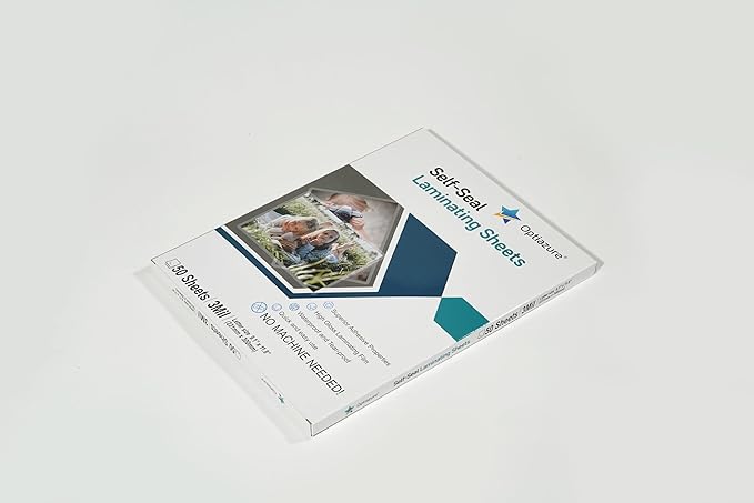 Optiazure Self-Seal Laminating Sheets 9.1"x11.8" Inches, 3mil 50Pack, Letter Size, Single Sided
