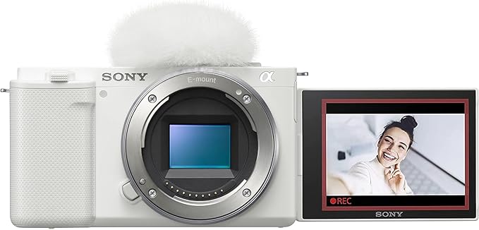Sony ZV-E10 Mirrorless Alpha APS-C Interchangeable Lens Vlog Camera (Body, White) ILCZV-E10/W | Official Sony USA Partner Model | Bundle with Deco Gear Photography Case + Extra Battery + Software Kit