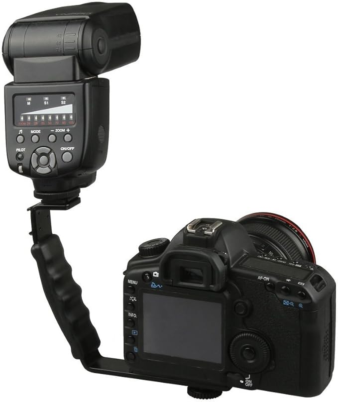 Fotga Heavy Duty L-Bracket with 2 Hot Shoe Mount for Video LED Light Camera Flash Camcorder Microphone Phone iPhone Filming