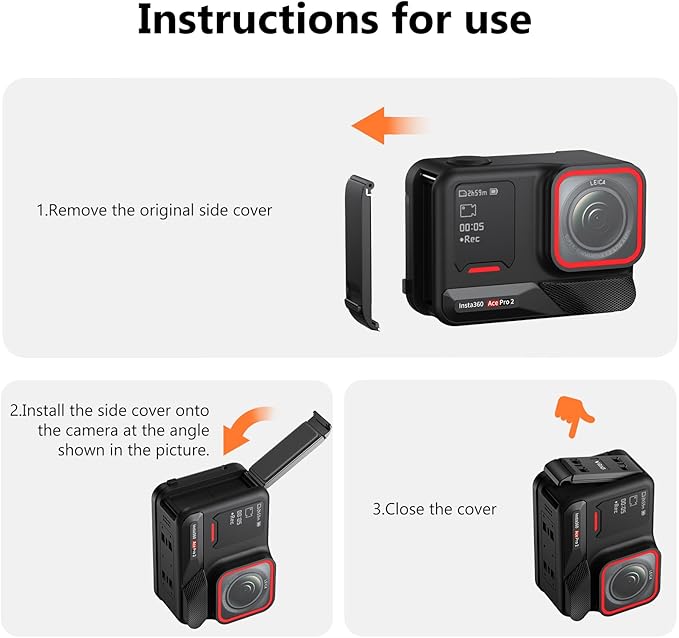 VRIG Side Door Cover for Insta 360 Ace Pro2, Replacement Magnetic Battery Cover for Insta 360 Ace Pro2 Camera,Vertical Shooting Quick Release Adapter Accessory