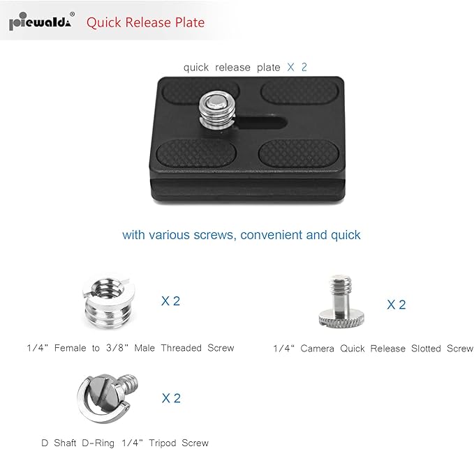 Universal Tripod Quick Release Plate, Quick Release Plate, Arca Swiss Plate with 1/4 Inch Slotted Screw, C-Ring/D-Ring Screw, 1/4"-3/8" Screw, for DSLR Camera Tripod Ball Head(PU-50)