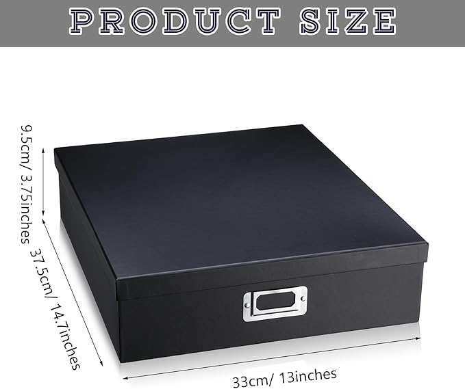 Nosiny 3 Pcs Jumbo Scrapbook Storage Box 14.75 x 13 x 3.75 Inch Photo Keepsake Storage Cases Document Photo Organizer Letter with Lid Memories Picture Album Keeper