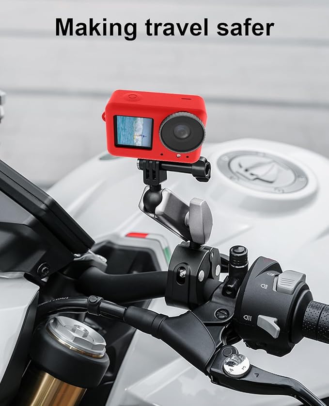 PULUZ Silicone Protective Case for DJI Osmo Action 5 Pro/4/3 with Lens Cap,Dust-Proof,Slim Durable Lightweight Rubber Soft Silicone Camera Protective Cover Accessories(Red)