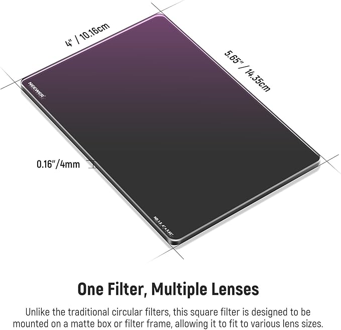 NEEWER ND1.5 (5 Stops) Square ND Filter, 4"x5.65" Dual Sided 30 Multi Nano Coated Cinema Neutral Density Filter for NEEWER Matte Box Compatible with Tilta Compatible with SmallRig