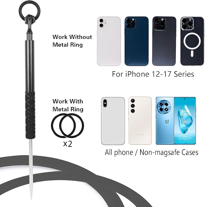 Ground Golf Monopod Phone Stand Holder with Spike Stake, 46" Extendable Selfie Stick & Universal 1/4" Screw - Record Stable Hands-Free Golf Swing Videos for magsafe and All Smartphones
