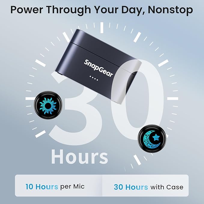 Magnetic Wireless Microphone for iPhone/Camera/Android, Ultralight 9.5g, 984ft Range, 48kHz/24bit, Noise Cancellation, 48H Battery for Video Recording, Streaming