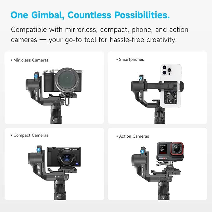 FeiyuTech SCORP MINI-3 Combo AI Tracking Camera Gimbal,All-in-One 3-Axis Stabilizer with Vertical Shooting,Bluetooth&Cable Control,Max 4.41 lbs,for Sony Canon Nikon Panasonic Fujifilm DJI GoPro iPhone