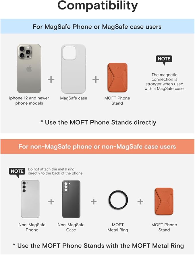 MOFT Magnetic Wallet Stand Compatible with iPhone 17/16/15/14/13/12 Series, Angle Adjustment & Magsafe Compatible MOVAS Phone Stand,Sunrise