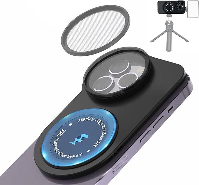 Magnetic Lens Filter Mount for iPhone 14 Pro,[Filter NOT Included],Magnetic Filter System for Any Threaded 49mm Filter with Hood,Cold Shoe Mount & Tripod Mount Adapter