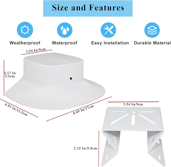 Corner Camera Mount and Camera Rain Cover Only Compatible with Eufy Security SoloCam S340,Sun Rain Shade,Weatherproof Anti Glare Cover,Steel Metal Wall Mount for Outdoor Camera,White