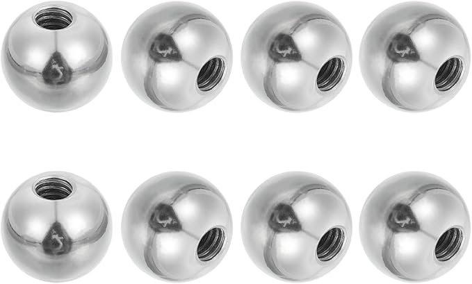 PATIKIL 8Pcs 17mm Ball Nuts Knob, M6 UNC Female Threaded Steel Swivel Ball Joint Adapter Converter for Super Clamp Camera Hot Shoe Mount Light Tripod Phone Holder, Silver