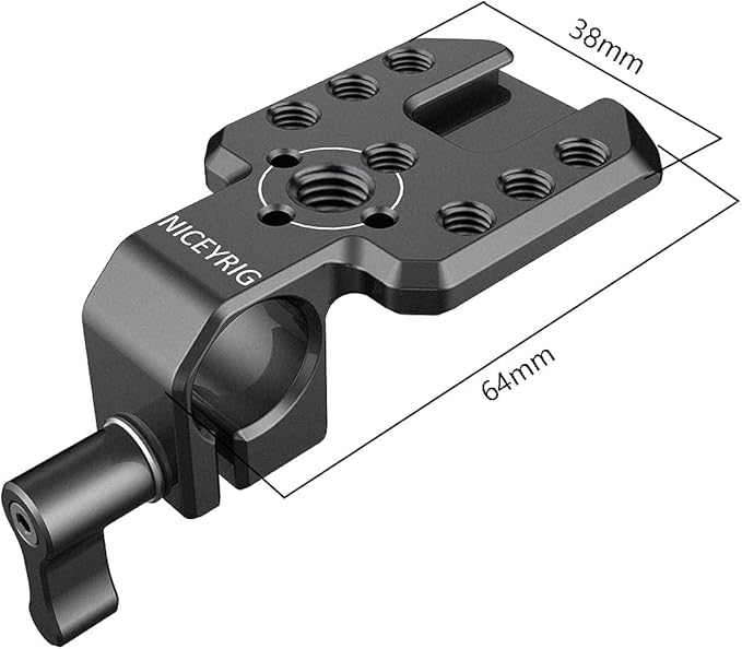 NICEYRIG 15mm Single Rod Clamp with Cold Shoe Extension Plate for Wireless Transmitter/Reciever, Monitor, Mic, EVF Mount - 457