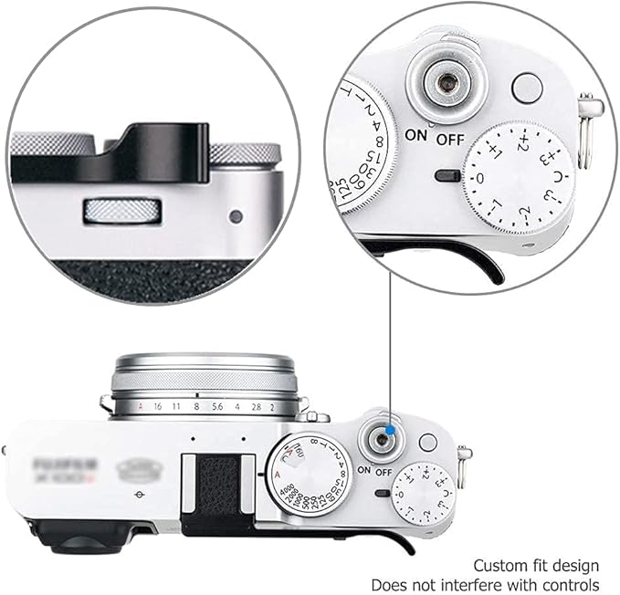 JJC Deluxe Metal Thumb Up Grip for Fujifilm X100VI Fuji X-E4 XE4 X-E3 XE3 X100V X100F X100T Thumb Rest Support Black, Not Affected The Use of Thumb Wheel