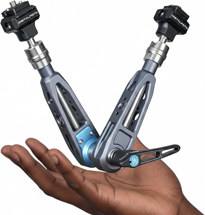 DF DIGITALFOTO 11" Magic Arm with F22 Quick Release, Elegant Strength Magic Arm with 1/4" 3/8" Thread Screw 360° Ball Heads for Monitor,Flash,Light,Camera Cage,Max Load Capacity 5kg (Starship Gray)