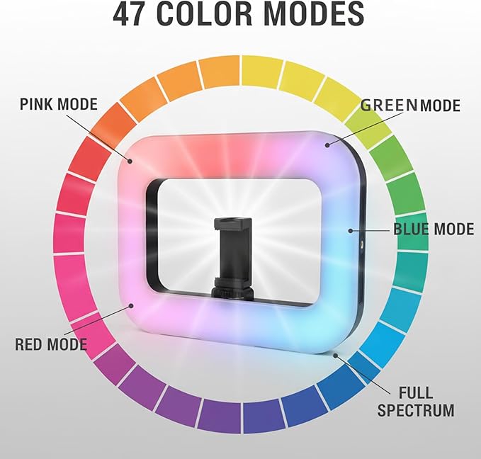 Phone Light with 47 RGB Colors,Handheld Stabilize Ring Light with 8000mAh, Ring Light for Phone Selfie Recording YouTube and TikTok Content,luz para grabar Smartphone Video Rig