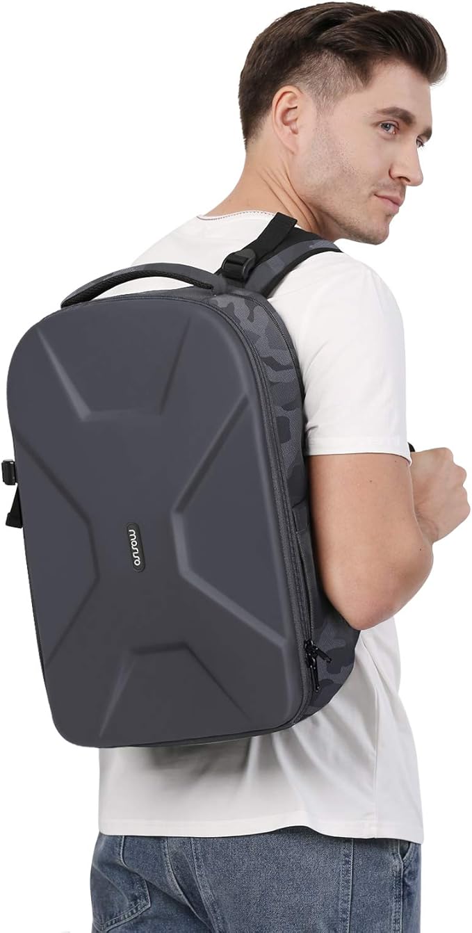 MOSISO Camera Backpack,DSLR/SLR/Mirrorless Photography Camera Bag Camouflage Waterproof Hardshell Case with Tripod Holder&Laptop Compartment Compatible with Canon/Nikon/Sony/DJI Mavic Drone, Gray