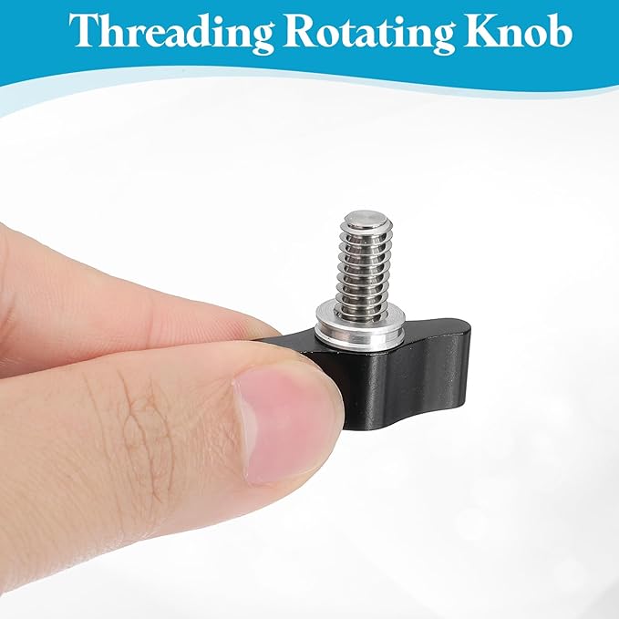 PATIKIL Clamping Screw Knob 1/4" x 0.98", 2Pcs Aluminum Alloy t Shaped Camera Thumb Screws for DSLR Flash Bracket Light Stand Adapter Action Sports Camera Mounting System, Black