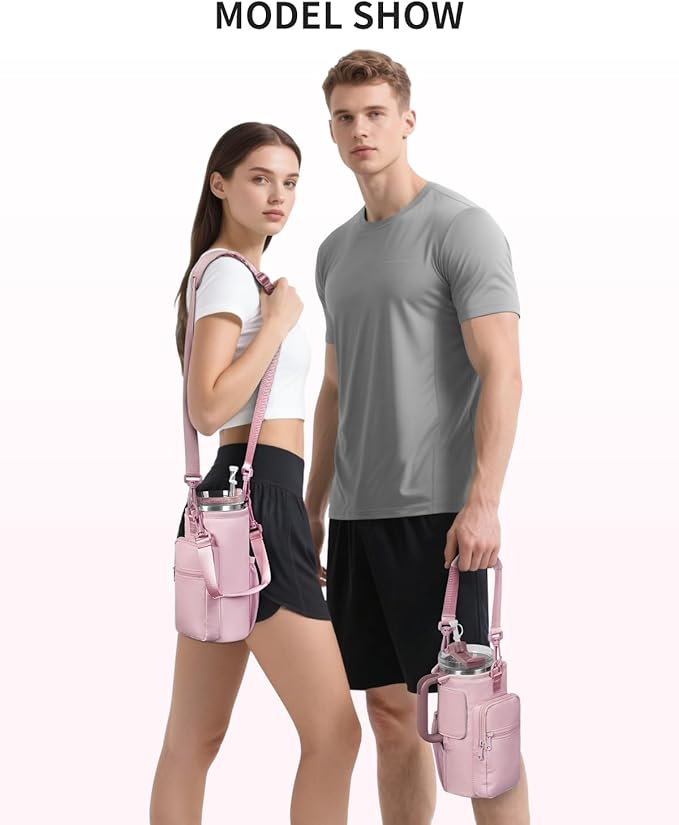 sportsnew Magnetic Gym Bag for Women Men, Water Bottle Carrier Holder with Strap & Phone Pockets for 40oz Tumbler with Handle, 4 Built-in Magnets Small Gym Bag for Sports, Workout, Fitness, Walking