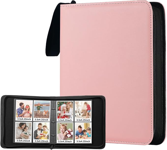 Polaroid Photo Album Book with 240 Pockets 3.5x4.25 Inch Pictures Fits for Polaroid i-Type, 600, SX-70，Go instant photos and Fujifilm Instax Wide Square Photos（Pink）