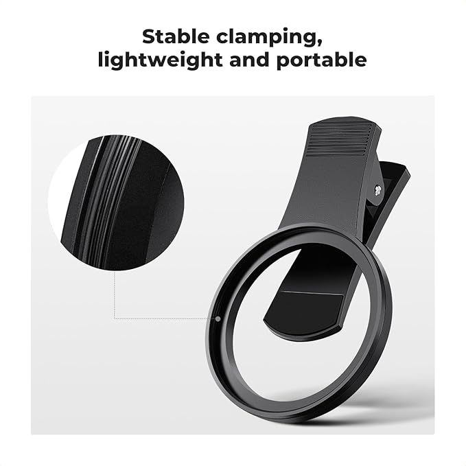 K&F CONCEPT 52mm Clip-on ND2-400 Phone Camera Lens Filter Kit, Adjustable Neutral Density Filter Compatible with iPhone 16 15 14 13 12 11