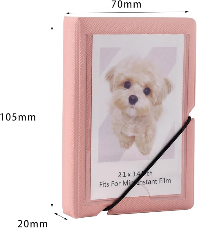 Mini Instant Film Polaroid Photo Album Book For 3 Inch Fujifilm Instax Mini 12 11 9 99 8 7+ 40 EVO Camera Film, HP Sprocket, K-pop Photocards (Peach Pink, 2 Pack)