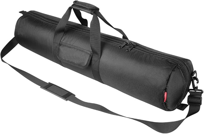 HEMMOTOP Tripod Case, 31.5x7 in Heavy Duty Tripod Bag with Shoulder Strap and Handle, All Sides Thick Padded Carrying Case with Two Zippered Pockets for Speaker Stand, Monopod - R08018 Black
