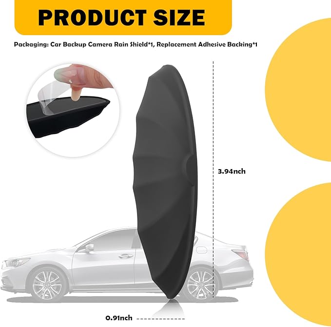 Car Backup Camera Rain Shield,Wider Car Back Up Camera Rain Cover Avoids Rains from Touching Lens,Silicone Cars Rear View Cameras Cover with Adhesive Backing Car Accessories(Standard:For widths:>0.9")