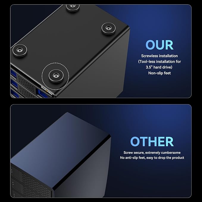 CENMATE 6 Bay Hard Drive Enclosure with Cooling Fan for 2.5“/3.5" SATA HDD/SSD with USB A/C 3.0, Support Hot Swappable, Daisy Chain Expansion, Tool-Free HDD Enclosure, DAS(NO RAID/NAS)