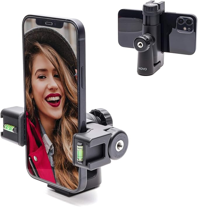 Movo P-3 Rotating Phone Tripod with Cold Shoe Mount for Light, Mic, or Grip - Compatible with iPhone, Samsung, Google, Android Phones