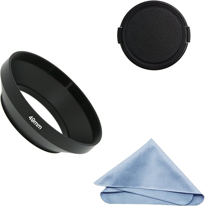 SIOTI 49mm Lens Hood, Oxidation Matte Anti Reflective Treatment, Aluminum Alloy, with 1 * 67mm Lens Cap, Compatible with Sony/Canon/Nikon/Fuji etc >16mm Camera Lens