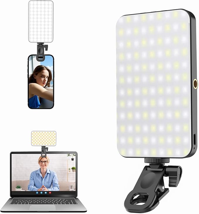 5000 mAh Portable Selfie Light for iPhone: Rechargeable Phone Fill Lights, Ring Light for Camera Picture, Makeup Photo, Video Conferences, Laptop Use, Zoom Meetings, TikTok, Vlog Photography