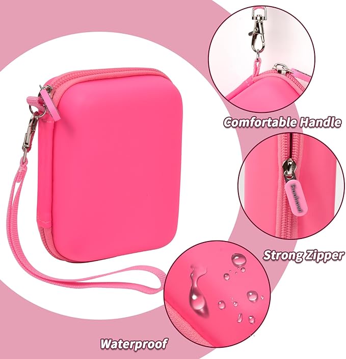 Boobowl Digital Camera Case Compatible with CAMKORY/for Lecnippy/for Lecran/for KODAK PIXPRO/for Qumcou/for WONNIE Point & Shoot Cameras, Small Compact Camera Pouch for SD Card Accessories -Deep Pink