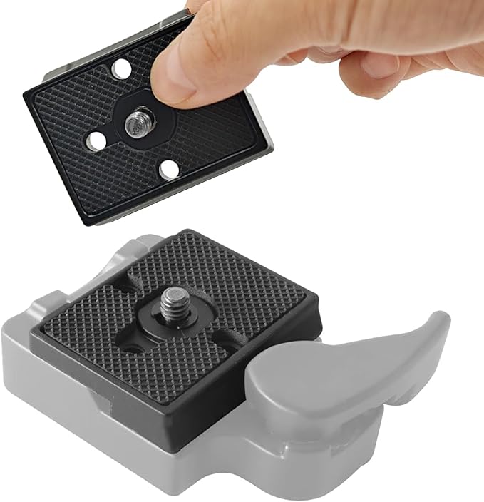 2 Pack Quick Release Plate, Tripod Quick Release Adapter Compatible for Manfrotto 200PL-14 QR Cameras Tripod, Camera Mounting Adapter with 1/4" and 3/8" Screws Ball Head Parts Replacement Adapter