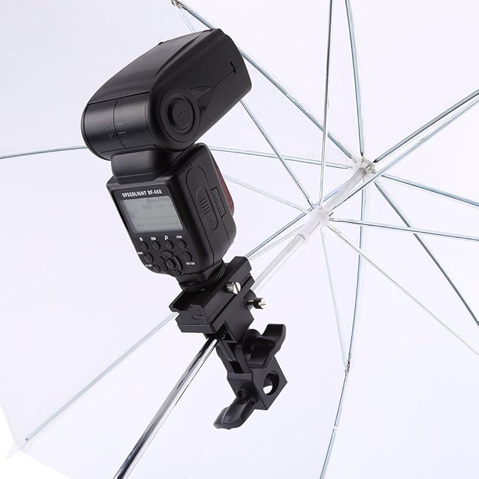 2PCS Camera Flash Mount, Light Stand Bracket Flash Umbrella Holder 180° Hot Shoe Mounting Bracket Lightweight for Photo Video Photography