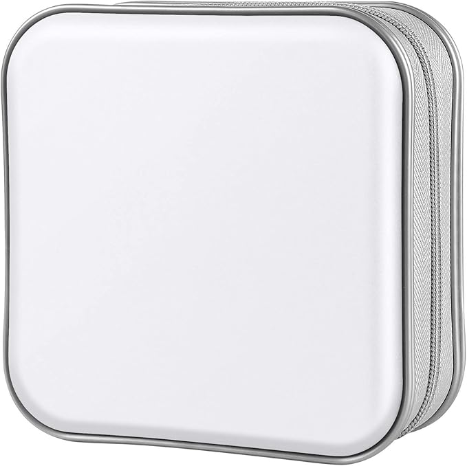 CD Case, 40 Capacity CD/DVD Case Holders Wallet Hard Plastic DVD Disc Cases Storage Binder for Car Home Office Travel (White)