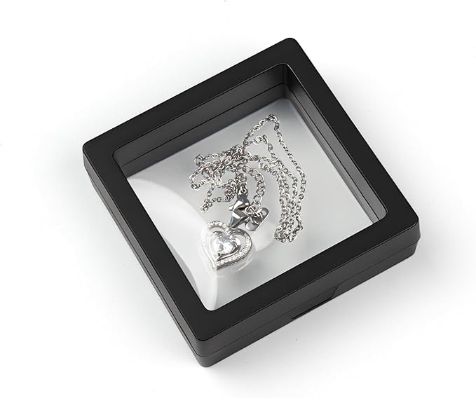 Ring Challenge Coins Display Stand, 3D Display Floating Frame Jewelry Medallion Specimen, Ring Shadow Box Case, 2.75"x2.75"x0.79"(Black - 2PCS)