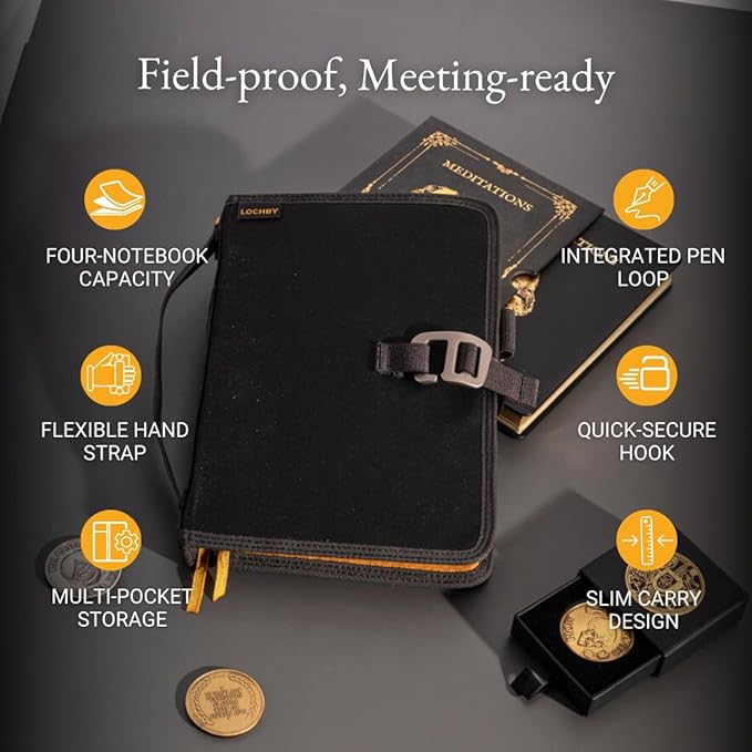 LOCHBY® Field Journal | Planner Cover | Water Resistant Waxed Canvas | Pen Loop | Included Tomoe River Notebook | Perfect for Travel, Art, Bullet Journal
