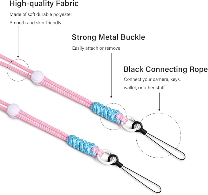 VOVMOEYA Camera Strap,Long Neck Strap for Fujifilm Mini 12/11/9/8/7+,Shoulder Strap camera strap Long Crossbody Lanyard for photographer Camera/Badge Holder/Keys/Wallet Multi-Function Lanyard(Pink)
