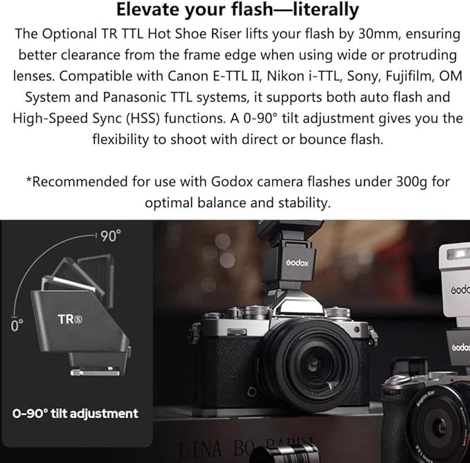 Godox iT20 C IT20C TTL Auto Mini Flash for Canon R50/ 3000D/ 200DII/ 1500D EOS-TTL II Manual Modes with USB-C Rechargeable 300mAh Battery,1.5s Recycle,Hot Shoe Triggering for Canon M50 R10 R8 (Black)