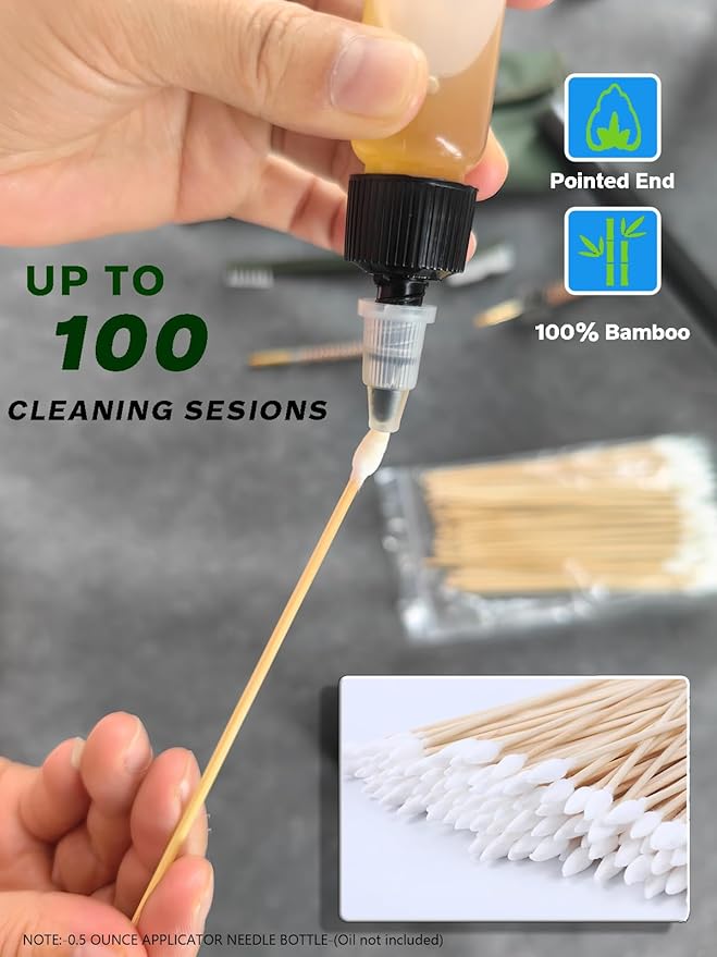 Universal Rifle Cleaning Kit, CLP,Brushes,Snakes,Tools for 5.56mm, 20-25 Caliber Rifles/Shotguns, Include 100 6-inch Gun Cleaning Swabs