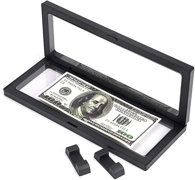 Skelang 3 Pcs 3D Floating Display Case, Black Display Stand Holder 9"×3.54"×0.75"(L×W×H Suspension Frame for AA Medallion, Antique Challenge Coins, Chip, Jewelry, Pin