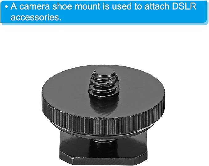 PATIKIL 1/4"-20 Camera Hot Shoe Mount, 2 Pack Flash Cold Shoe Mount Tripod Screw Adapter for DSLR Rig, Black