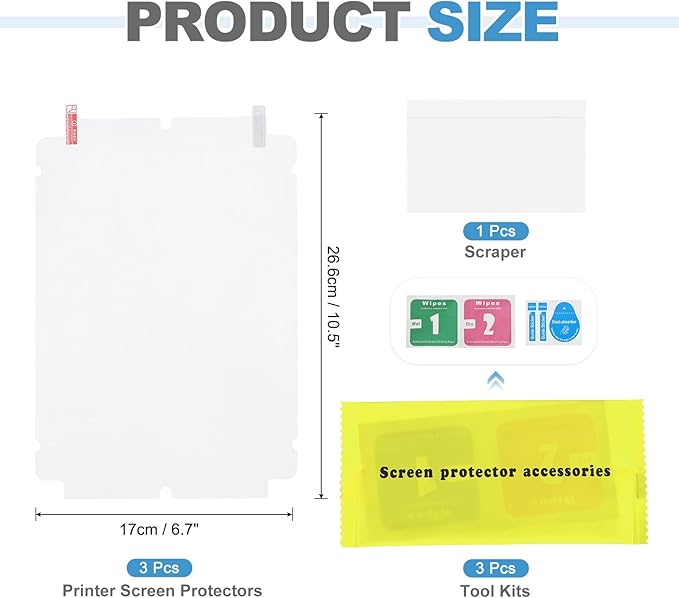 MECCANIXITY 2Pcs 3D Printer LCD Screen Protector, 10.1" Scratch-Resistant Protective Films with Tools Kit and Plastic Scraper for LCD Resin 3D Printers M5S/M5S pro