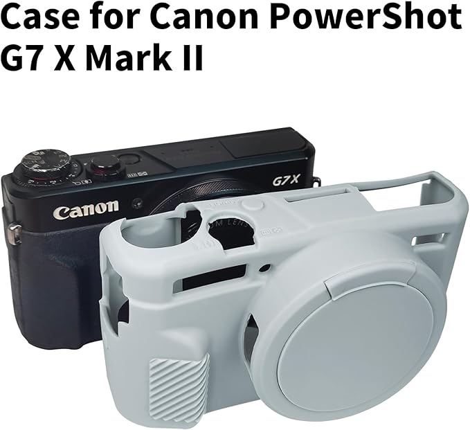G7X Mark II Case, Protective Case for Canon Powershot G7X Mark II Digital Camera, Removable Lens Cover Silicone Sleeve Soft Camera Cover Rubber Protective Body Skin-Light Grey