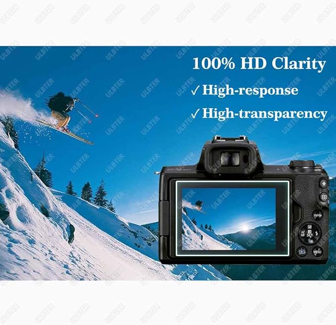 ULBTER Screen Protector for Canon EOS M50 Mark II Camera & Hot Shoe Cover 0.3mm 9H Hardness Ultra-clear Tempered Glass Screen Protector,Anti-Scrach Anti-Fingerprint Anti-Dust Anti-Bubble [3 Pack]
