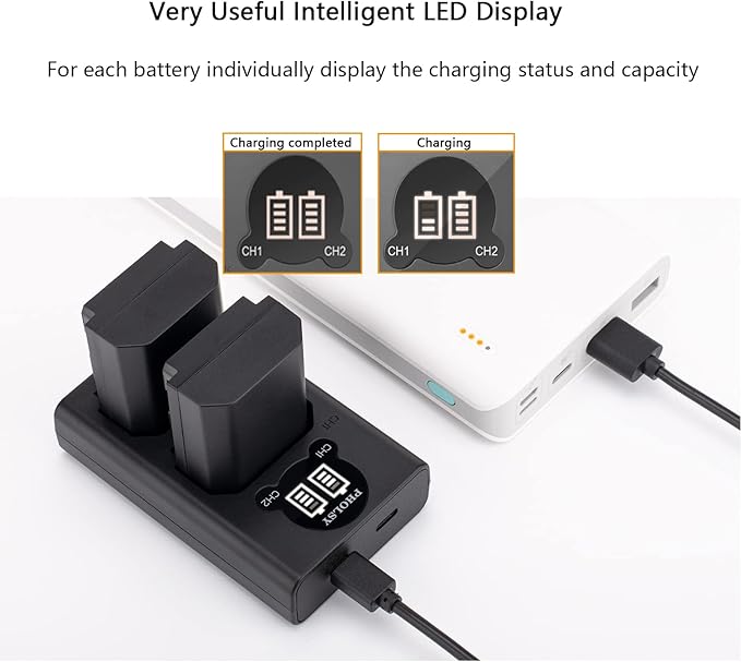 NP FZ100 PHOLSY 2-Pack 2280mAh NP-FZ100 Camera Battery NP-FZ100 Battery Charger/BC-QZ1 USB Charger Compatible with Sony ILCE-a1 a9M2 a9 a7SM3 a7RM4A a7RM4 a7RM3A a7RM3 a7C a7M4 a7M3 a6600