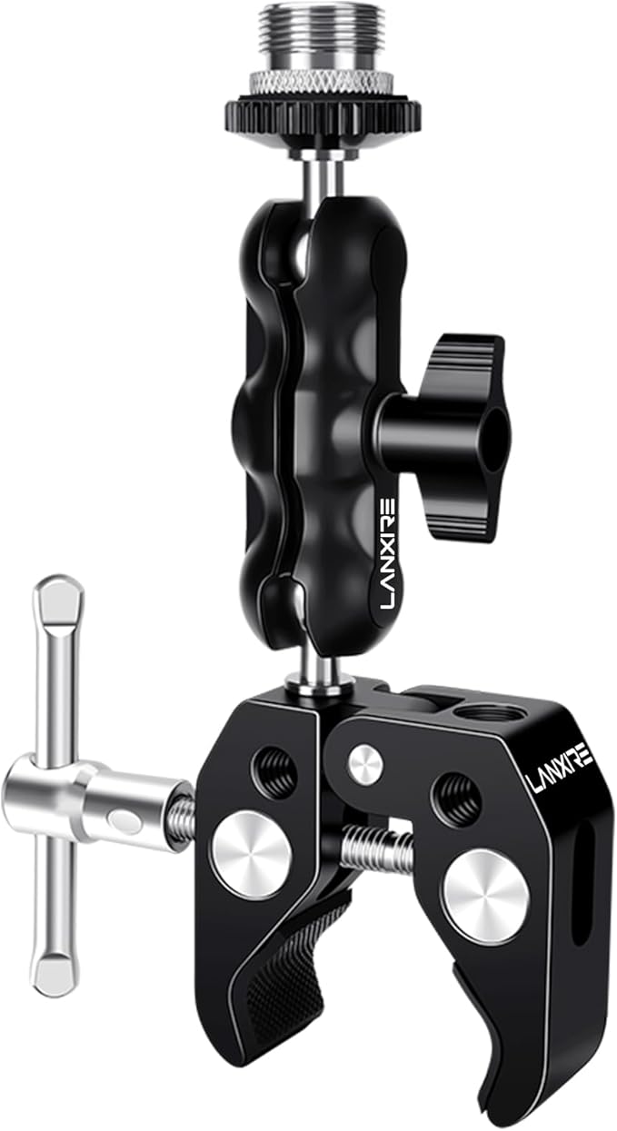 Mic Mount Microphone Clamp with Ball Head Magic Arm - Compatible with Microphones - Max Load 4.4lb/2kg - 1/4" and 3/8" Thread Holes