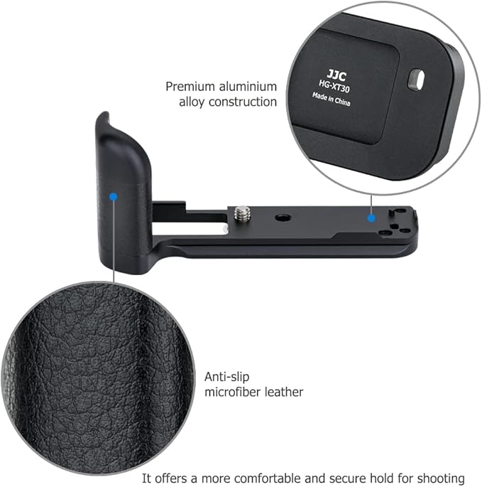 Metal X-T30 III Hand Grip L Bracket for Fuji Fujifilm XT30III X-T30III XT30II X-T30 X-T20 X-T10 Anti-Slip Handgrip Holder,with Battery Memory Card Compartment Opening & Speaker Hole, Replaces MHG-XT10